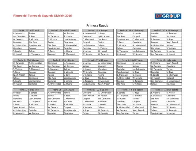 FIXTURE JPG 1 - PRIMERA RUEDA