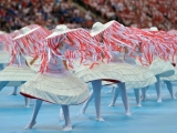 Dancers perform during the opening ceremony prior the kick off of the Euro 2012 football championships match Poland vs. Greece, on June 8, 2012 at the National Stadium in Warsaw.  AFP PHOTO / GABRIEL BOUYS        (Photo credit should read GABRIEL BOUYS/AFP/GettyImages)