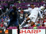 DONETSK, UKRAINE - JUNE 11:  Joleon Lescott of England scores the first goal during the UEFA EURO 2012 group D match between France and England at Donbass Arena on June 11, 2012 in Donetsk, Ukraine.  (Photo by Julian Finney/Getty Images)