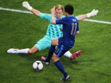 DONETSK, UKRAINE - JUNE 11: Joe Hart of England blocks Samir Nasri of France during the UEFA EURO 2012 group D match between France and England at Donbass Arena on June 11, 2012 in Donetsk, Ukraine.  (Photo by Lars Baron/Getty Images)